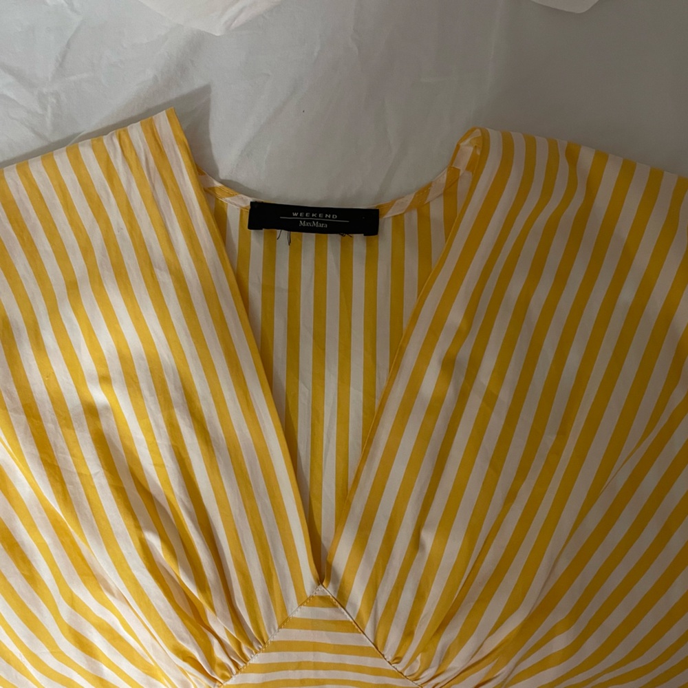 Yellow and white striped cotton dress - Picture 2 of 5